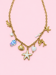 Collier Agata en acier inoxydable doré
