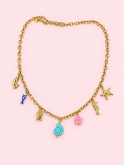 Collier Blue Lagoon en acier inoxydable doré