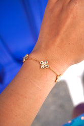 Bracelet Lysia blanc en acier inoxydable doré