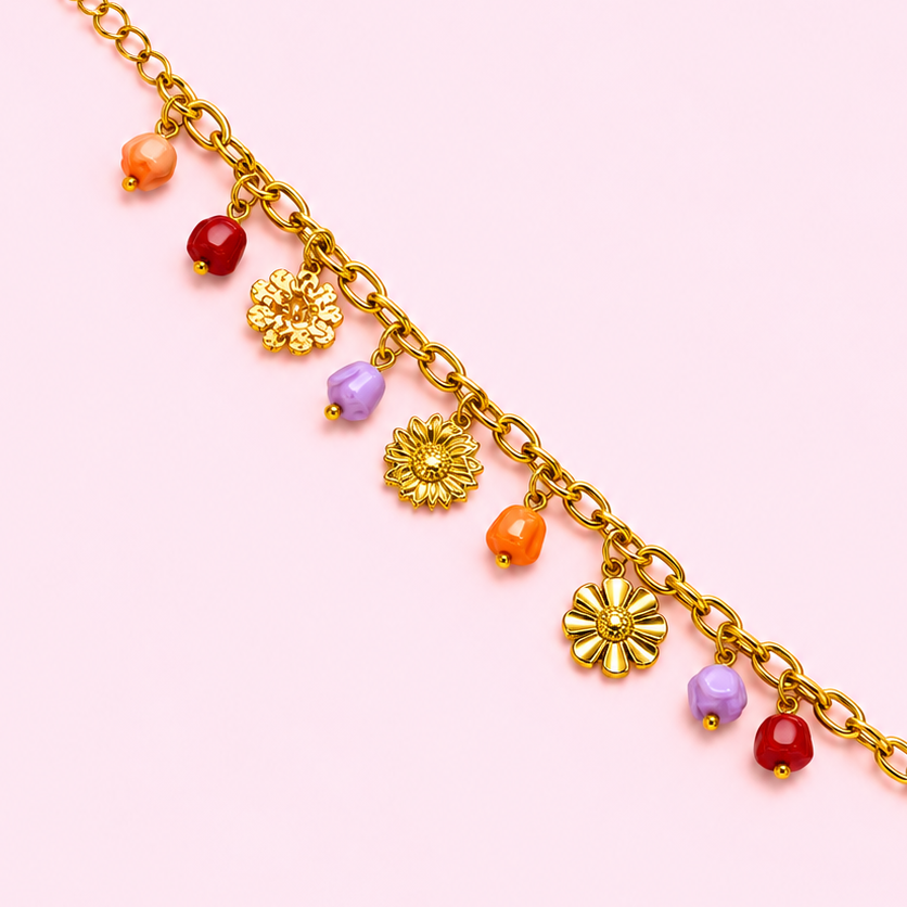 Bracelet Floralie en acier inoxydable doré
