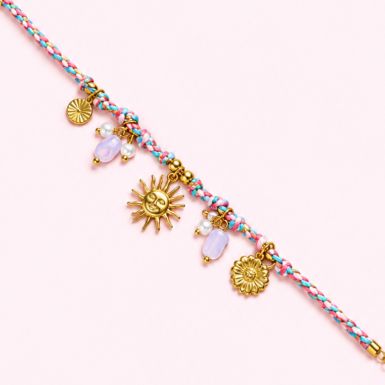 Bracelet Maeva rose en acier inoxydable doré
