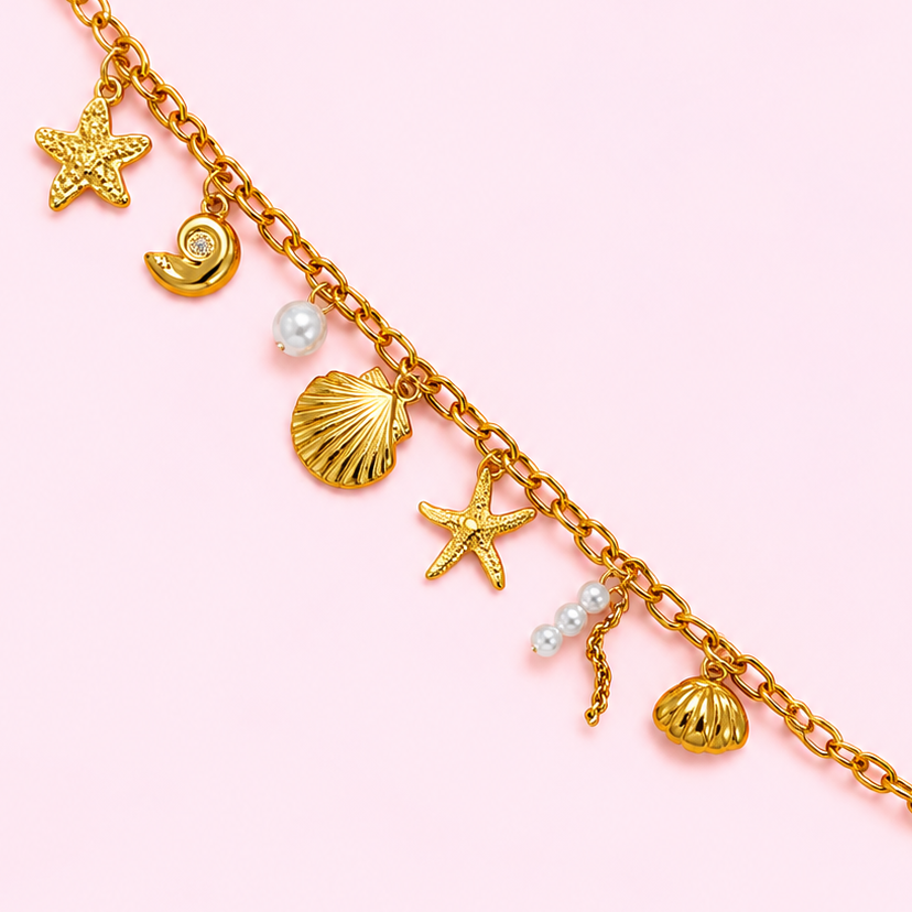 Bracelet Summer doré en acier inoxydable