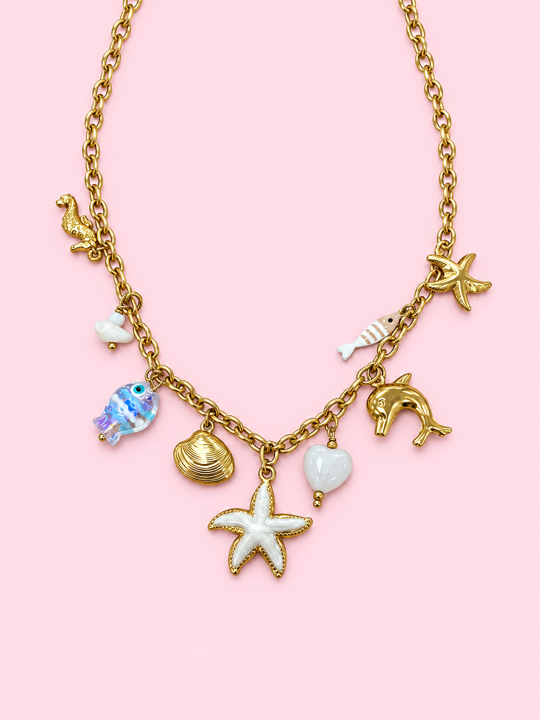 Collier Agata en acier inoxydable doré
