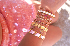 Bracelet Lysia rose en composition au poignet