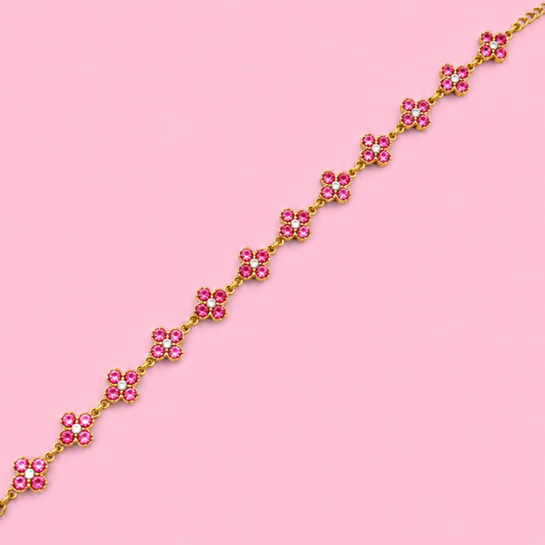Bracelet Aphrodite rose bonbon en acier inoxydable, ajustable