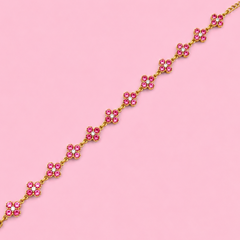 Bracelet Aphrodite rose bonbon en acier inoxydable, ajustable