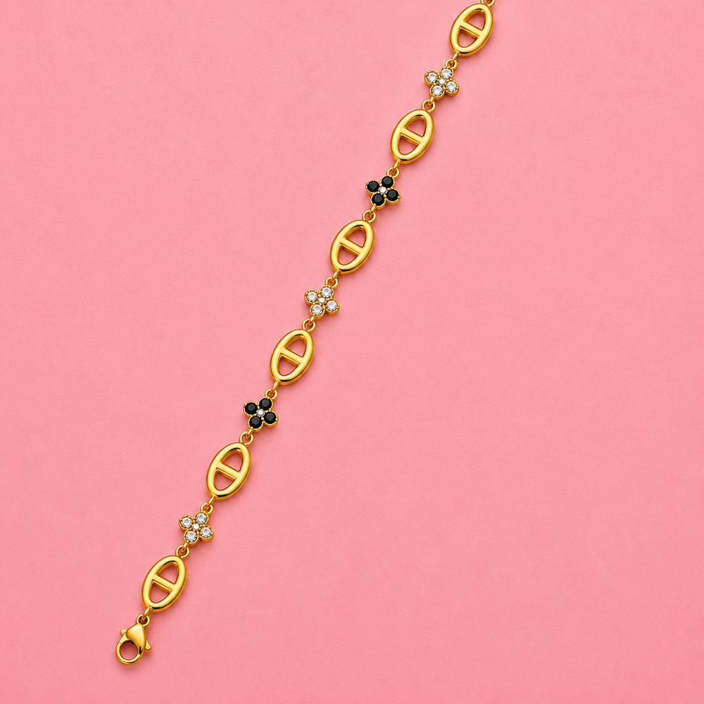 Bracelet Blackie en acier inoxydable, ajustable, porté