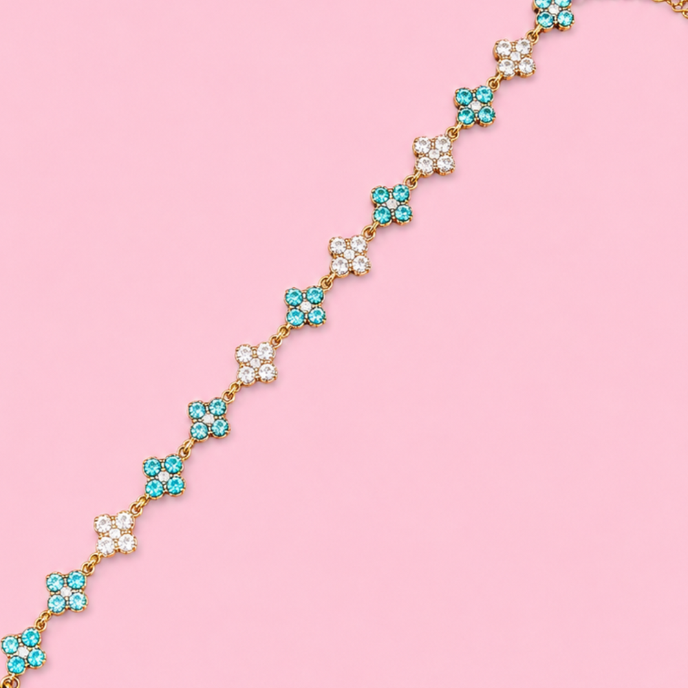 Bracelet Aphrodite bleu ciel en acier inoxydable, ajustable