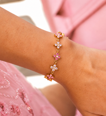 Bracelet Princesse rose en acier inoxydable doré