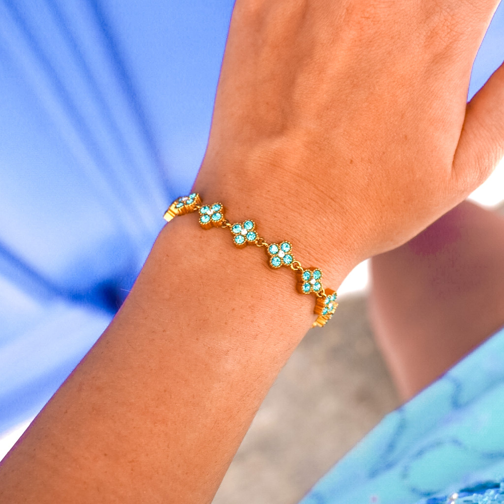 Bracelet Aphrodite bleu océan en acier inoxydable, ajustable