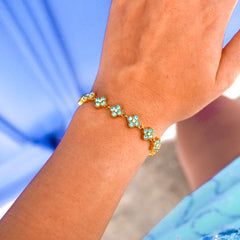 Bracelet Aphrodite bleu océan en acier inoxydable, ajustable