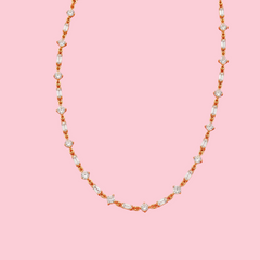 Collier Costa Rica blanc en acier inoxydable, porté