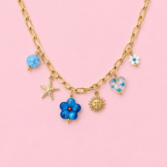 Collier Oriane en acier inoxydable doré, ajustable, porté