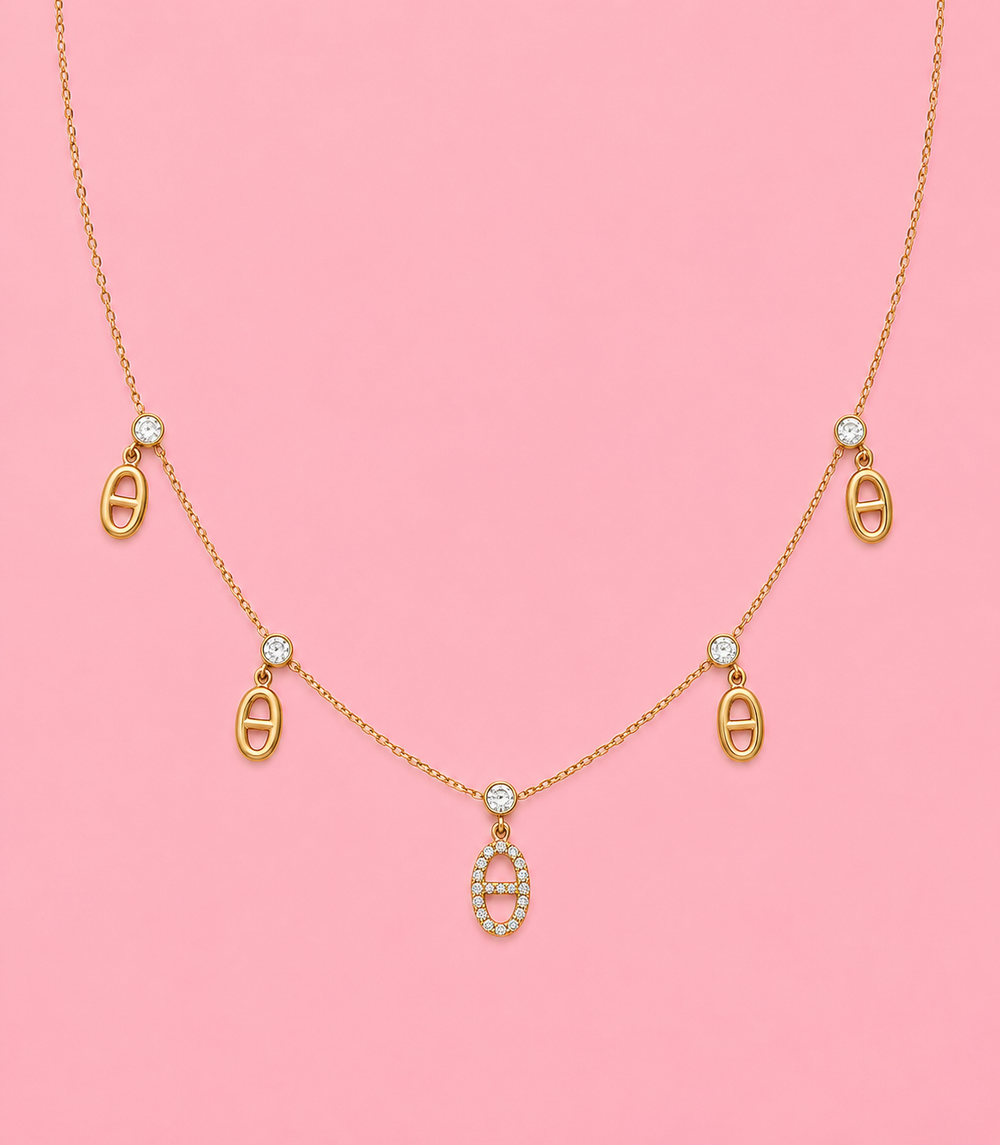 Collier Trendy en acier inoxydable, ajustable, porté