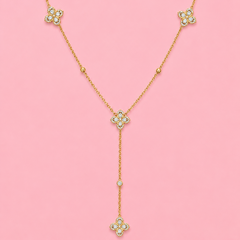 Collier Y Lisia en acier inoxydable, ajustable, porté