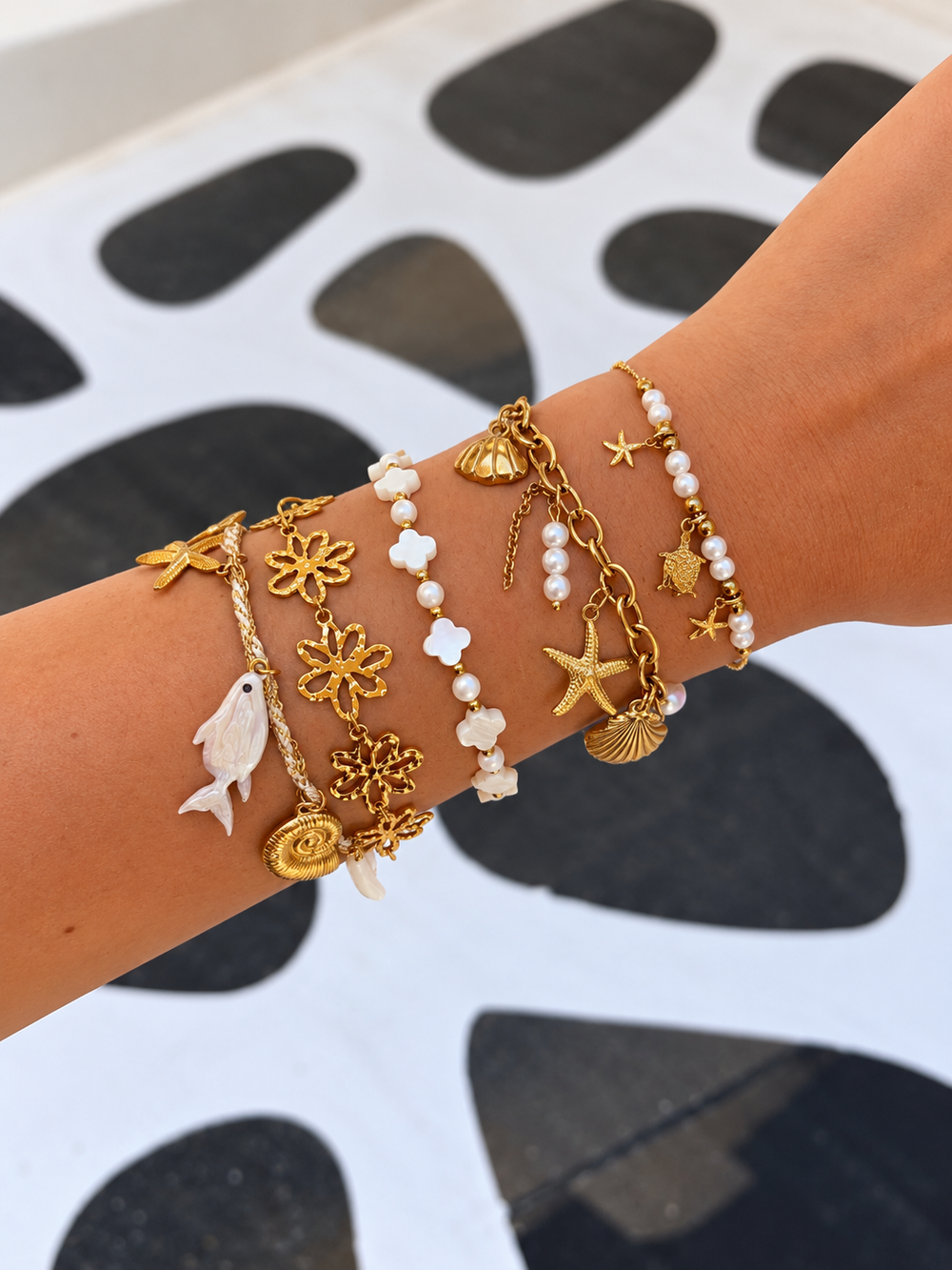 Compo blanche : Riviera, Turtle, Summer, Athènes et Amalia portés ensemble
