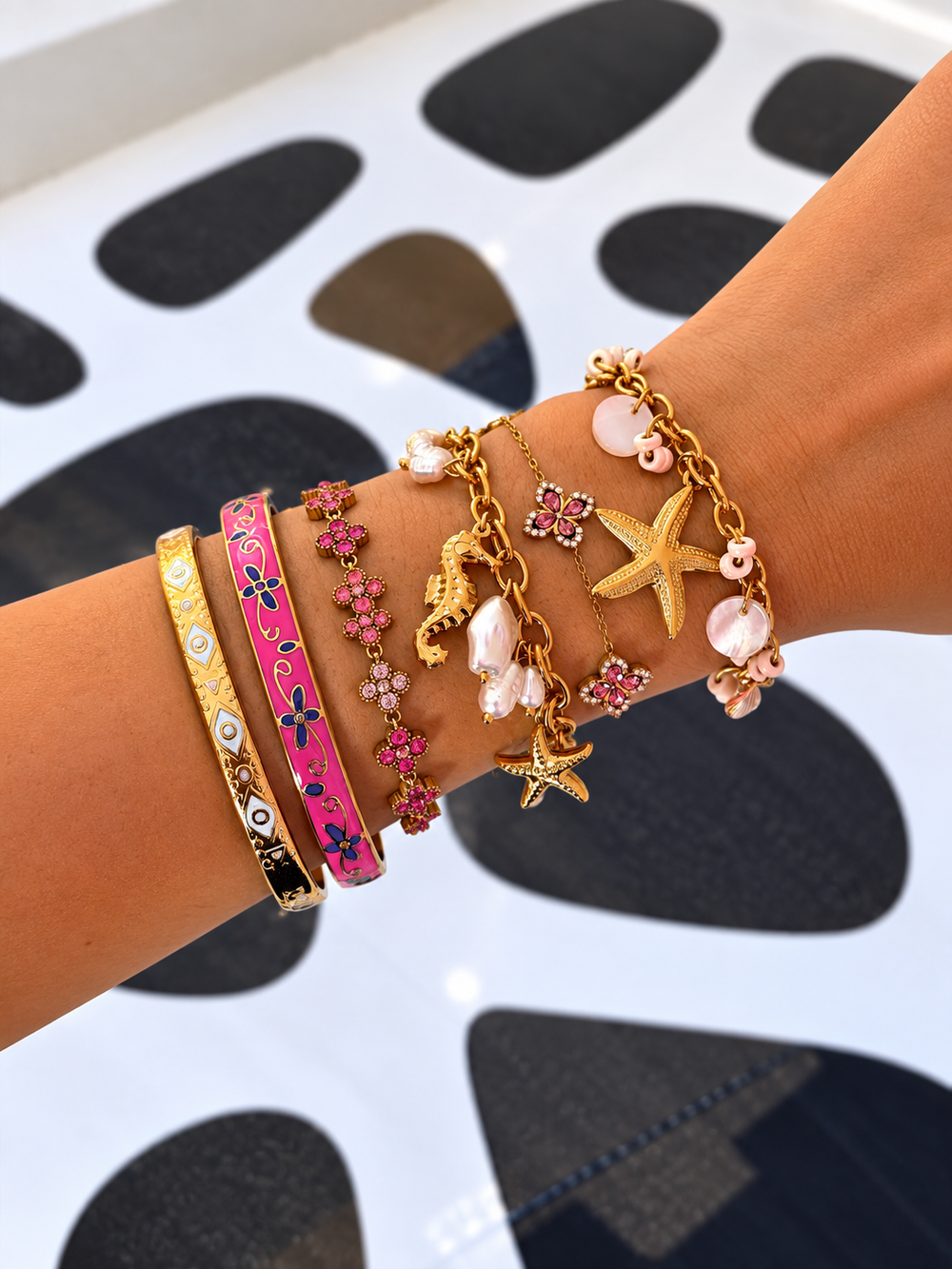 Compo rose et colorée : Goldy, Myrtille, Princesse Rose, Vayana, Lysia Rose et Sandy portés ensemble